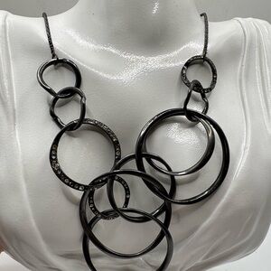 Fossil Gunmetal Circle Link Necklace